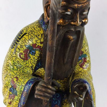 null CHINE, XIXème siècle.

Importante sculpture figurant Shoulao tenant un bâton,...