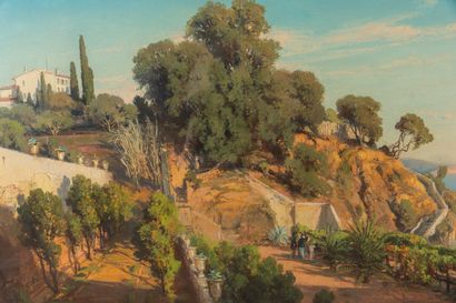 null Vincent COURDOUAN (1810-1893).

Promeneurs près de la Villa Cloquet au Mourillon,...
