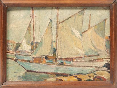 null Jean AUBERY (1880-1952).

Marseille, voilier à quai.

Huile sur carton, non...
