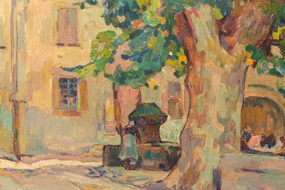 null Jean AUBERY (1880-1952).

La fontaine sur la place.

Huile sur toile, signée...