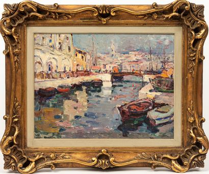 null Jean AUBERY (1880-1952).

Marseille, le canal Saint Jean.

Huile sur panneau,...