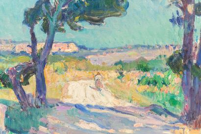 null Jean AUBERY (1880-1952).

Promeneuse sur un chemin de Provence.

Huile sur toile,...