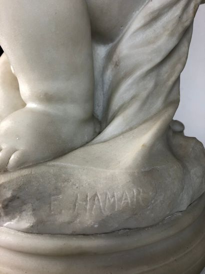 null Fernand HAMAR (1869-1943).

Jeune amour.

Sculpture en marbre blanc, signé sur...