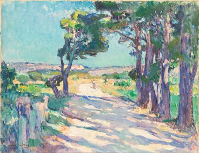 null Jean AUBERY (1880-1952).

Promeneuse sur un chemin de Provence.

Huile sur toile,...