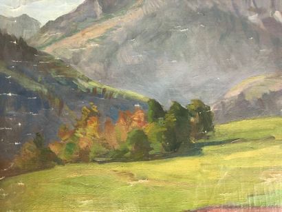 null Giuseppe FACCHINETTI (1893-1951).

Paysage de montagne.

Huile sur toile, signée...