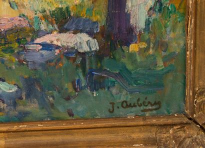 null Jean AUBERY (1880-1952).

Femme sur le parvis d'une église.

Huile sur toile,...