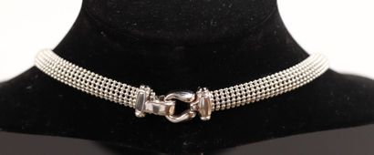 null Parure d'un collier et d'un bracelet souples en or gris, composés de maillons...