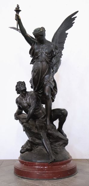 null Emile PICAULT (1833-1915).

Excelsior.

Important groupe en bronze à patine...