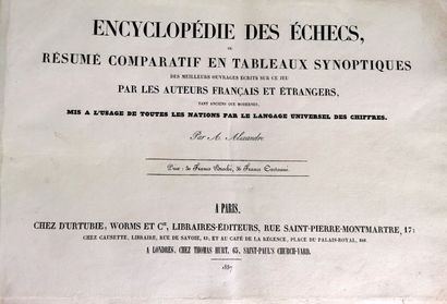 null ALEXANDRE (Aaron)

Encyclopédie des échecs - résumé comparatif en tableaux synoptiques.

Paris,...