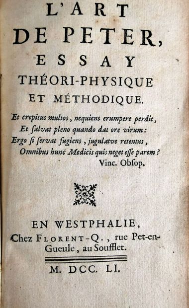 null HURTAUT (Pierre-Thomas-Nicolas). 

L'Art de Péter, essay théori-physique et...