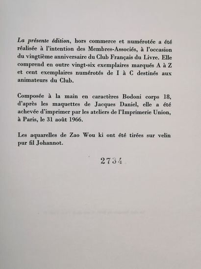 null RIMBAUD (Arthur) - ZAO WOU-KI( ill).

Illuminations.

Paris, Le Club Français...