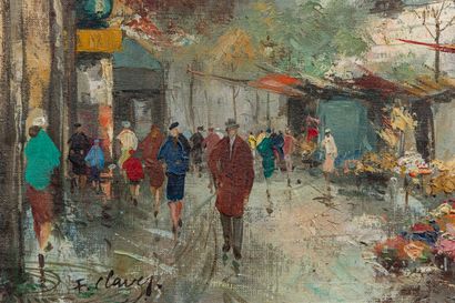 null Fernand CLAVER (1918-1961). 

La Madeleine, Paris. 

Huile sur toile, signée...