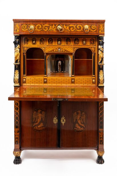 null 
The desk is made of veneer, lacquered and gilded wood.
The uprights in caryatids.
The...