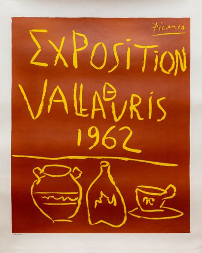 null Pablo PICASSO (1881-1973), d'après.

Exposition à Vallauris, 1962. 

Affiche...