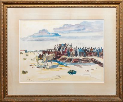 null Yves BRAYER (1907-1990). 

The arenas of Cacharel, Camargue, 1962. 

Watercolour...