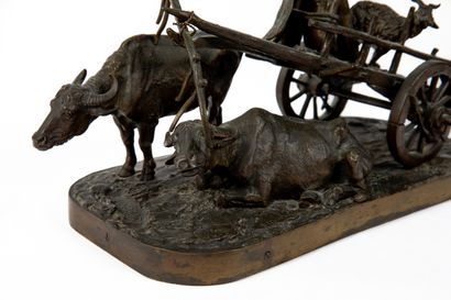 null Evgeny Alexandrovich LANCERAY (1848-1886).

Oxen pulling a cart full of animals.

Bronze...