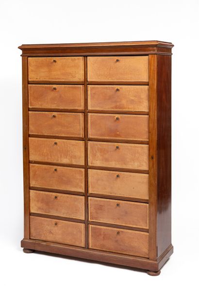 null Large mahogany and mahogany veneer "notary's cabinet".

It opens with fourteen...
