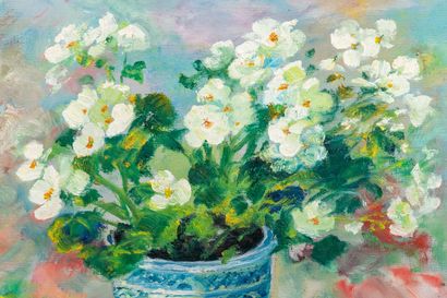 null LE PHO (1907-2001).

Bouquet au vase bleu.

Huile sur toile, signée en chinois...