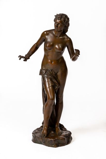 null Emmanuel FONTAINE (1856/57-1935).

Nymph with a snake.

Bronze sculpture with...