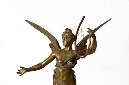 null Eugène MARIOTON (1857-1933).

The Inspiration.

A bronze sculpture with a green...