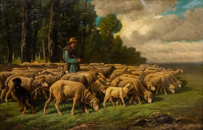 null Charles Ferdinand CERAMANO

(1829-1909).

Berger et ses moutons.

Huile sur...