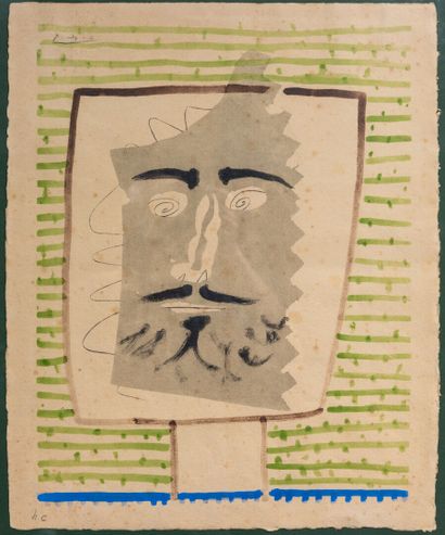 null Pablo PICASSO (1881-1973). 

Head of a bearded faun. 

Lithograph in colors...