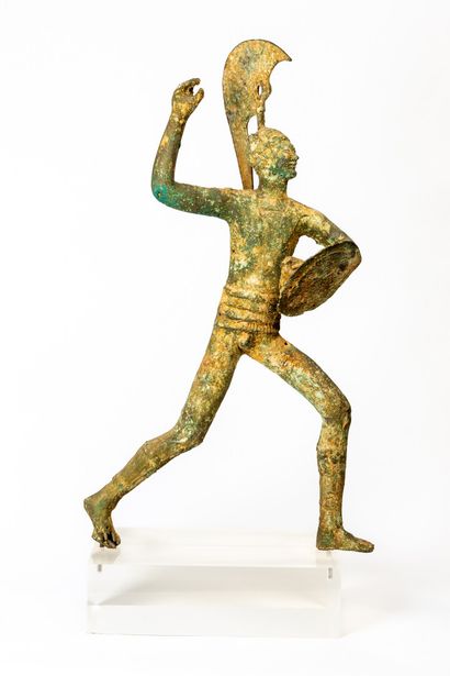 null 
Important warrior in bronze with green patina of excavation, in the taste of...