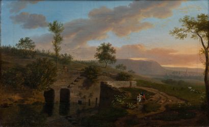 null Jean-Louis DEMARNE (1752-1829), attributed to.

Landscape with water and architecture,...