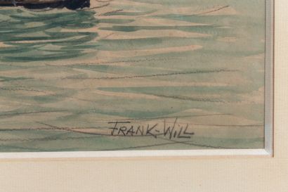 null Frank WILL (1900-1951).

Barfleur, navires en bord d'océan.

Aquarelle sur papier,...