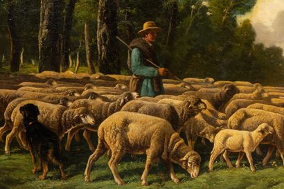 null Charles Ferdinand CERAMANO

(1829-1909).

Shepherd and his sheep.

Oil on canvas,...
