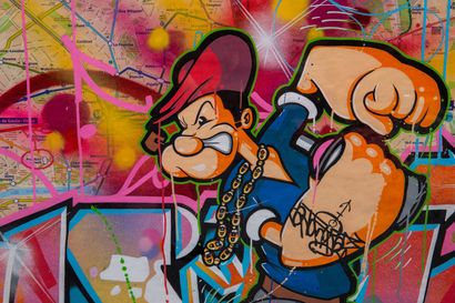 null ZENOY (street art - William PINÇON dit, né en 1974).

Popeye - plan de métro...