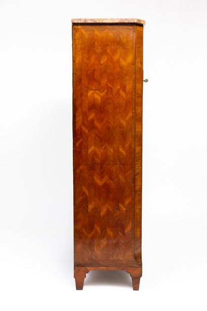 null Secretary with flap in light wood, stained wood and rosewood marquetry.

It...