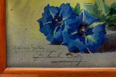 null Blanche ODIN (1865-1957).

Gentians.

Watercolor on paper, signed lower left...