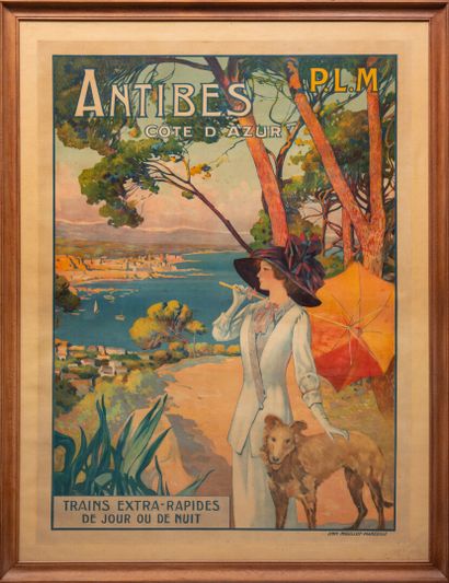 null David DELLEPIANE (1866-1932).

ANTIBES, CÔTE D'AZUR.

Affiche PLM - trains extra-rapides...