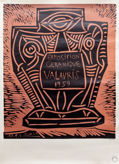 null Pablo PICASSO (1881-1973), d'après.

Exposition céramique Vallauris, 1959. 

Affiche...