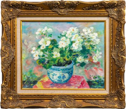 null PHO (1907-2001).

Bouquet with blue vase.

Oil on canvas, signed in Chinese...