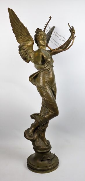 null Eugène MARIOTON (1857-1933).

L'Inspiration.

Sculpture en bronze à patine verte...