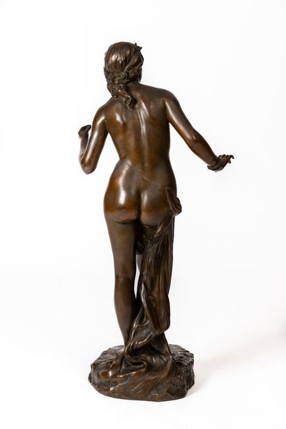 null Emmanuel FONTAINE (1856/57-1935).

Nymph with a snake.

Bronze sculpture with...