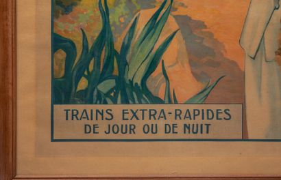null David DELLEPIANE (1866-1932).

ANTIBES, CÔTE D'AZUR.

Affiche PLM - trains extra-rapides...