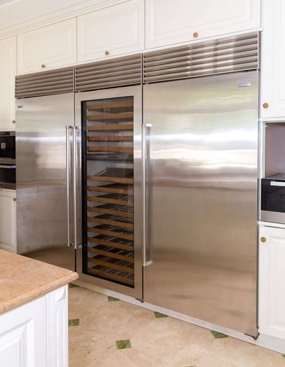  SUB-ZERO. 
Triple unit with two refrigerators and a wine cellar, stainless steel...