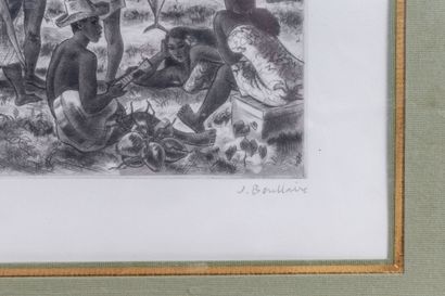 null Jacques BOULLAIRE (1893-1976).

Pahi Nuku Hiva.

Pointe sèche, signée au crayon...