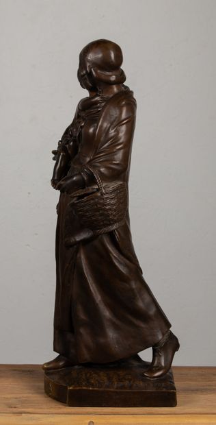  Albert LEFEUVRE (1845-1924). 
La Causerie. 
Sculpture en bronze à patine brune,...