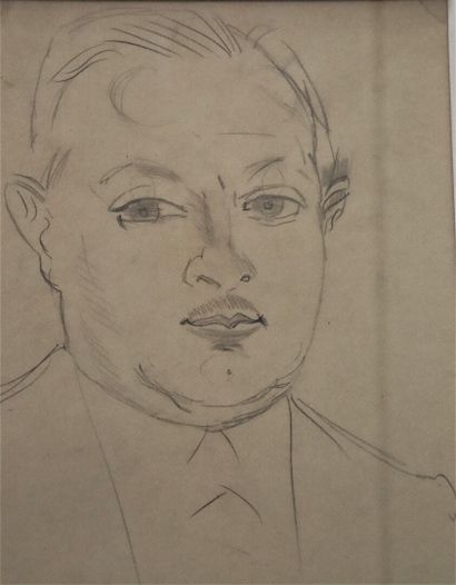  Raoul DUFY (1877-1953). 
Portrait de Pierre Geismar, circa 1938. 
Dessin au crayon...