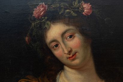  Jan COSSIERS (1600-1671), attribué à. 
Allégorie du toucher (?). 
Huile sur toile....