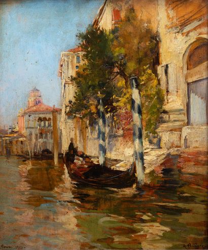 null Raymond ALLEGRE (1857-1933).

Venise, la gondole.

Huile sur toile, signée en...