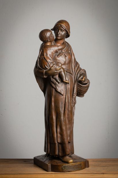 Albert LEFEUVRE (1845-1924). 
La Causerie. 
Sculpture en bronze à patine brune,...