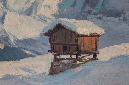  Charles-Henry CONTENCIN (1898-1955) 
Eiger et Mönch en hiver (Suisse). 
Huile sur...