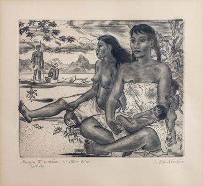null Jacques BOULLAIRE (1893-1976).

Mania te Avatea, Tahiti.

Pointe sèche, signée...