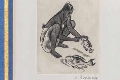 null Jacques BOULLAIRE (1893-1976).

Pêcheuse.

Pointe sèche, signée au crayon en...
