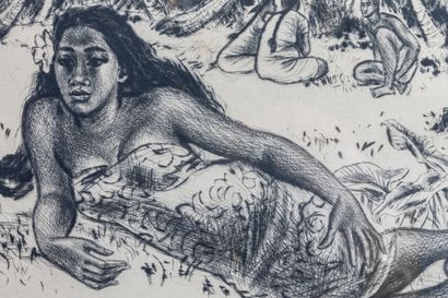 null Jacques BOULLAIRE (1893-1976).

Miriama - Tahiti.

Pointe sèche, signée au crayon...